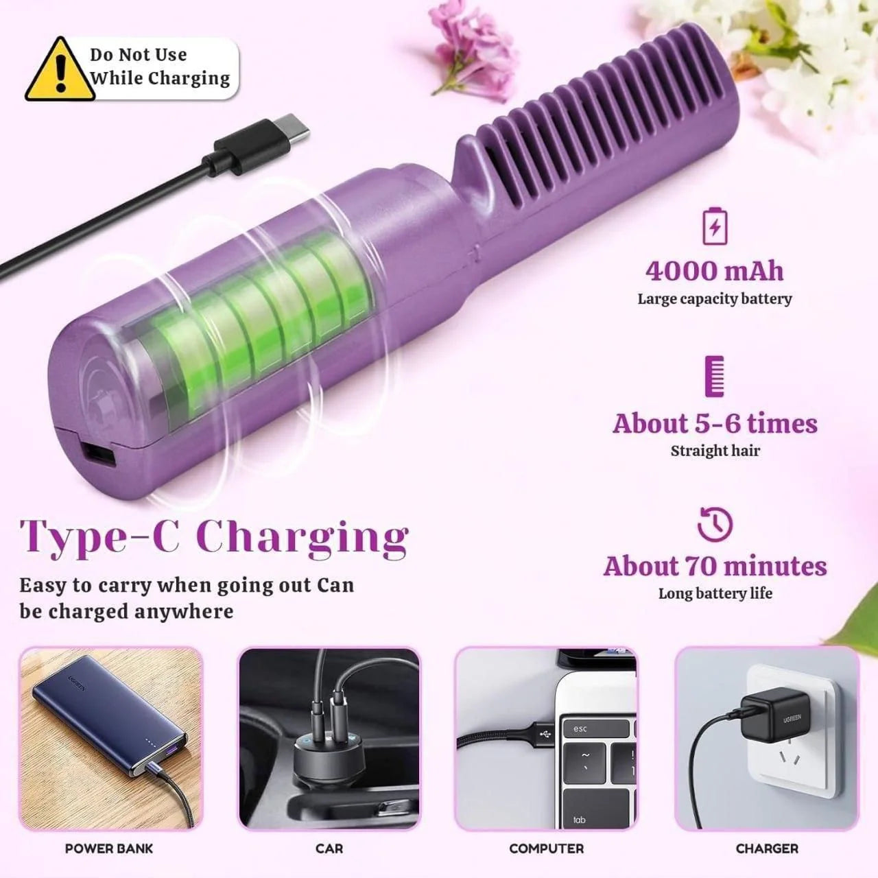 Portable Hair Straightener Comb