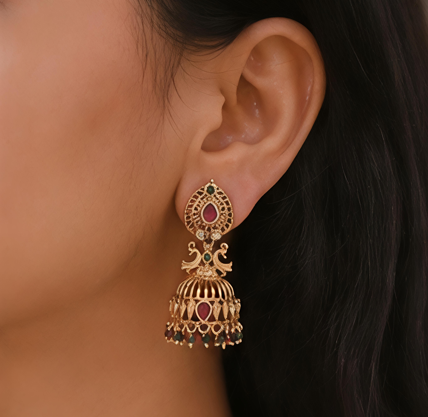 Temple Style Jhumka Earrings