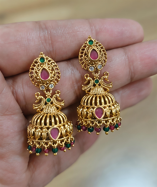 Temple Style Jhumka Earrings